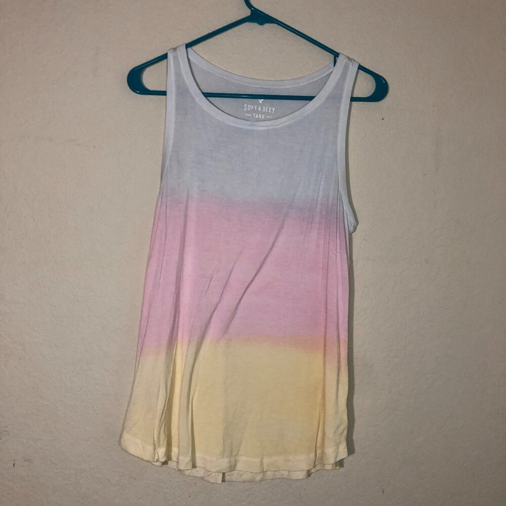 American Eagle Outfitters Gradient Tank Top - Pink, Yellow, White